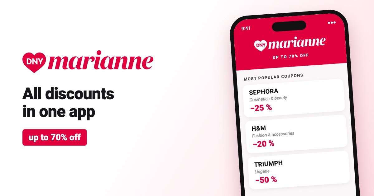 Dny Marianne, all discounts in one app: the app's most popular coupons, up to 70 % off